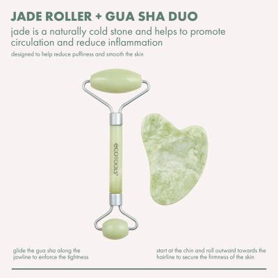 ECO TOOLS JADE FACIAL ROLLER AND GUA SHA STONE DUO