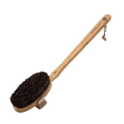 HYDREA LONDON BAMBOO MANE & CACTUS BRISTLE BATH BRUSH WITH LONG DETACHABLE HANDLE