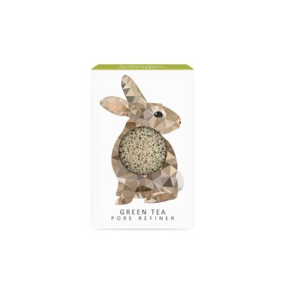 THE KONJAC SPONGE MINI PORE REFINER WOODLAND RABBIT WITH GREEN TEA