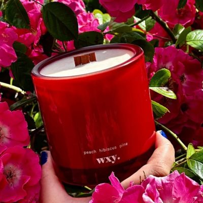 WXY CANDLE ROAM PEACH HIBISCUS PINE.